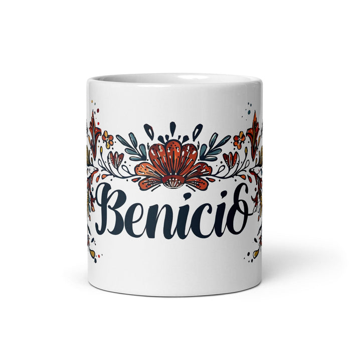 Benicio Exclusive Name Art Piece Home Office Work Coffee Mug Mexican Spanish Pride Gift Cup One-Of-A-Kind Calligraphy White Glossy Mug | B27 Mexicada