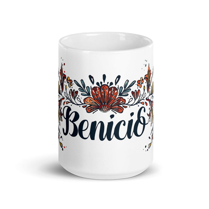 Benicio Exclusive Name Art Piece Home Office Work Coffee Mug Mexican Spanish Pride Gift Cup One-Of-A-Kind Calligraphy White Glossy Mug | B27 Mexicada