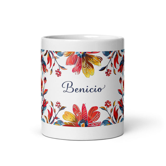 Benicio Exclusive Name Art Piece Home Office Work Coffee Mug Mexican Spanish Pride Gift Cup One-Of-A-Kind Calligraphy White Glossy Mug | B3 Mexicada