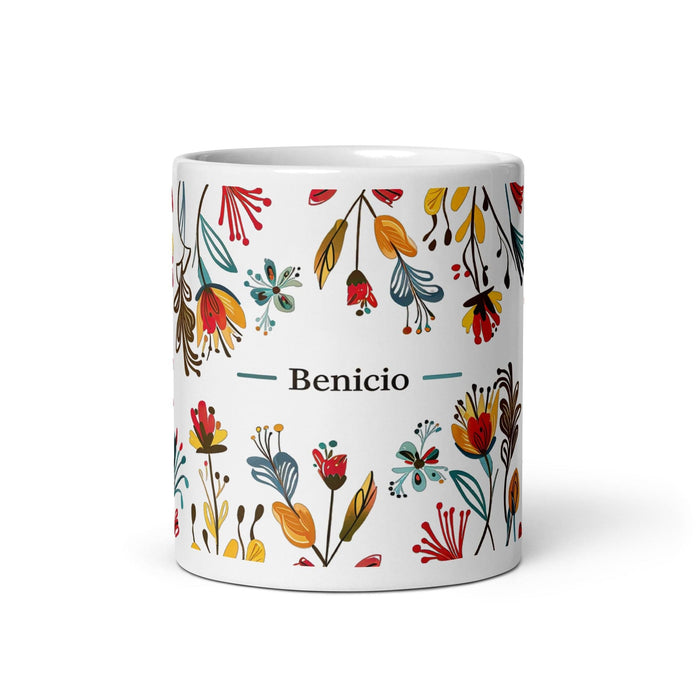 Benicio Exclusive Name Art Piece Home Office Work Coffee Mug Mexican Spanish Pride Gift Cup One-Of-A-Kind Calligraphy White Glossy Mug | B5 Mexicada