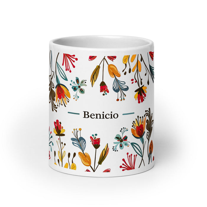 Benicio Exclusive Name Art Piece Home Office Work Coffee Mug Mexican Spanish Pride Gift Cup One-Of-A-Kind Calligraphy White Glossy Mug | B5 Mexicada