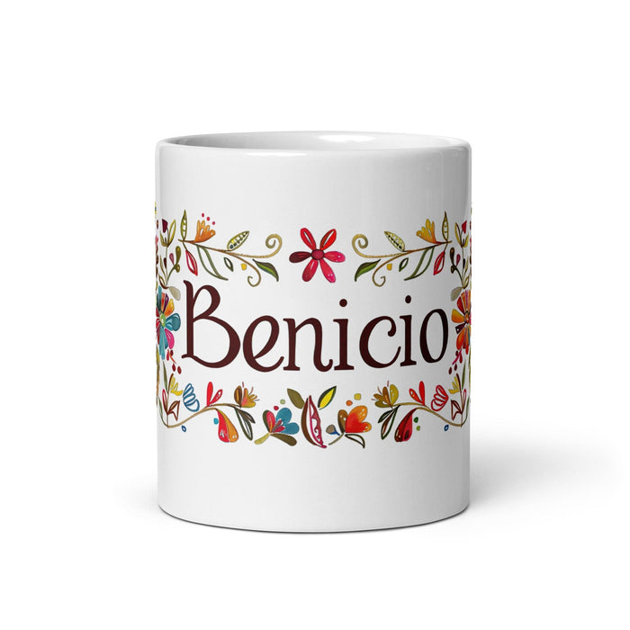 Benicio Exclusive Name Art Piece Home Office Work Coffee Mug Mexican Spanish Pride Gift Cup One-Of-A-Kind Calligraphy White Glossy Mug | B6 Mexicada