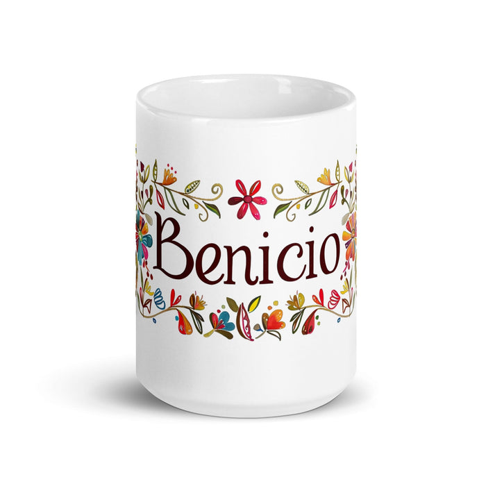 Benicio Exclusive Name Art Piece Home Office Work Coffee Mug Mexican Spanish Pride Gift Cup One-Of-A-Kind Calligraphy White Glossy Mug | B6 Mexicada