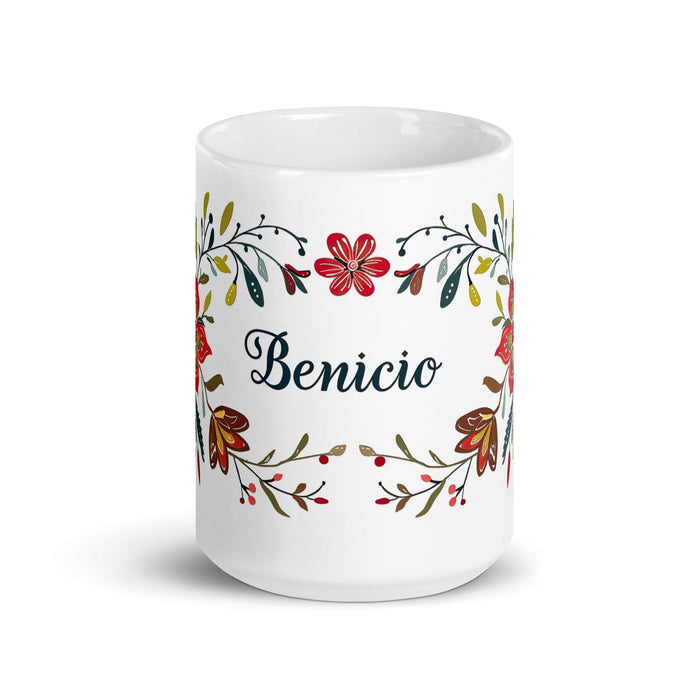 Benicio Exclusive Name Art Piece Home Office Work Coffee Mug Mexican Spanish Pride Gift Cup One-Of-A-Kind Calligraphy White Glossy Mug | B7 Mexicada