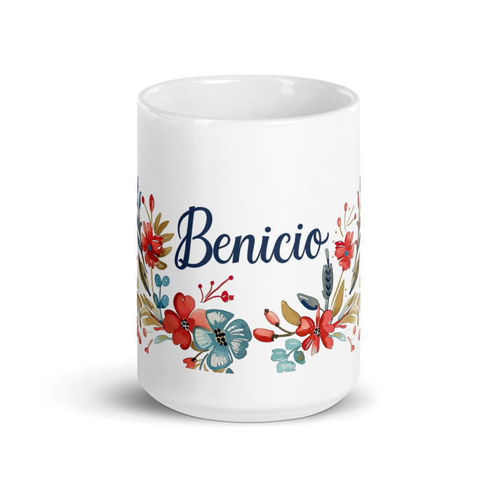 Benicio Exclusive Name Art Piece Home Office Work Coffee Mug Mexican Spanish Pride Gift Cup One-Of-A-Kind Calligraphy White Glossy Mug | B8 Mexicada