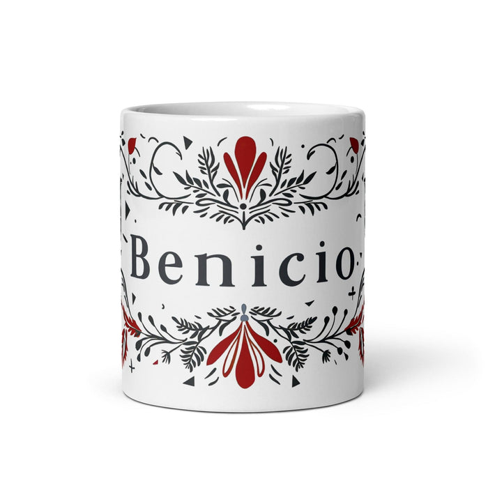 Benicio Exclusive Name Art Piece Home Office Work Coffee Mug Mexican Spanish Pride Gift Cup One-Of-A-Kind Calligraphy White Glossy Mug | B9 Mexicada