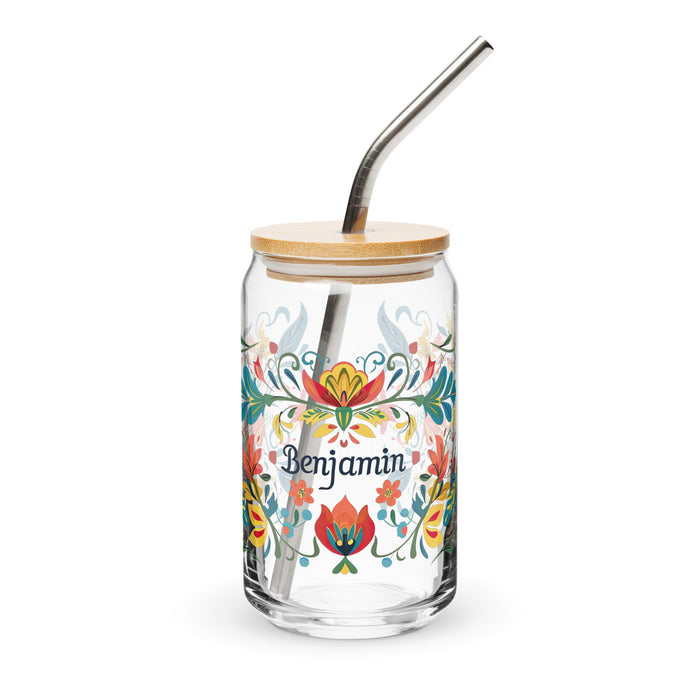 Benjamín Exclusive Name Art Piece Can - Shaped Glass Home Office Work Mexican Spanish Pride Gift Cup One - Of - A - Kind Calligraphy Glass | B1 - Mexicada