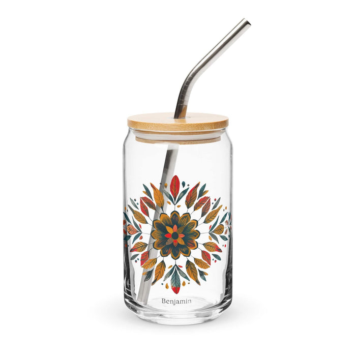 Benjamín Exclusive Name Art Piece Can-Shaped Glass Home Office Work Mexican Spanish Pride Gift Cup One-Of-A-Kind Calligraphy Glass | B12 Mexicada 16 oz With Lid & Straw