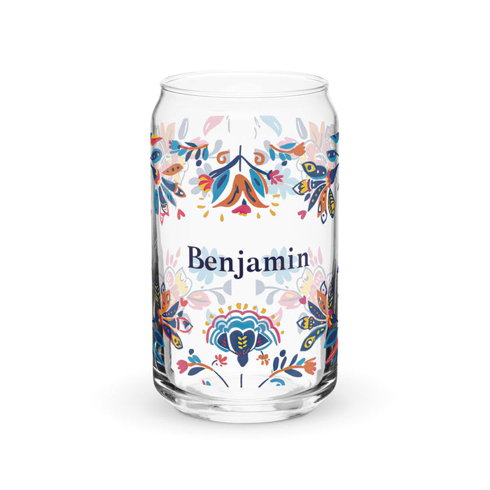 Benjamín Exclusive Name Art Piece Can - Shaped Glass Home Office Work Mexican Spanish Pride Gift Cup One - Of - A - Kind Calligraphy Glass | B15 - Mexicada