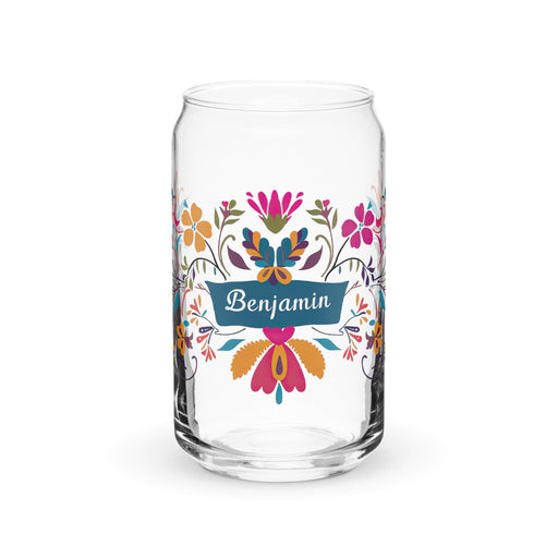 Benjamín Exclusive Name Art Piece Can-Shaped Glass Home Office Work Mexican Spanish Pride Gift Cup One-Of-A-Kind Calligraphy Glass | B15 Mexicada 16 oz (No Lid No Straw)