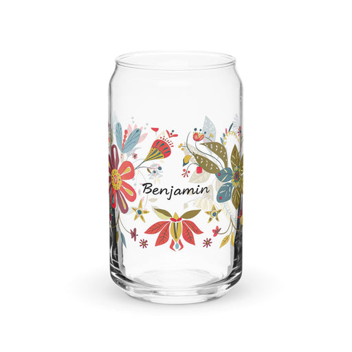 Benjamín Exclusive Name Art Piece Can - Shaped Glass Home Office Work Mexican Spanish Pride Gift Cup One - Of - A - Kind Calligraphy Glass | B16 - Mexicada