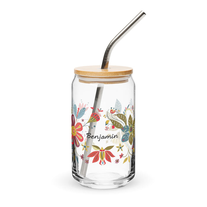 Benjamín Exclusive Name Art Piece Can - Shaped Glass Home Office Work Mexican Spanish Pride Gift Cup One - Of - A - Kind Calligraphy Glass | B16 - Mexicada