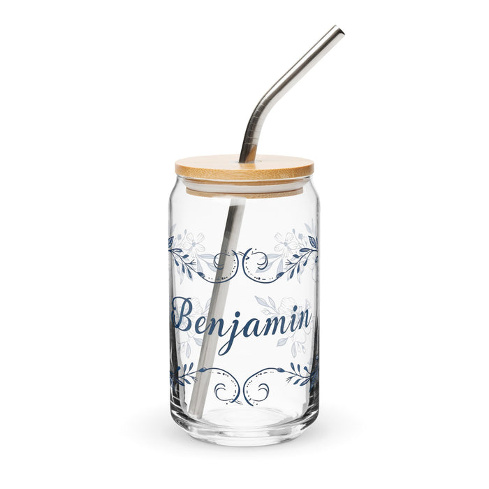 Benjamín Exclusive Name Art Piece Can - Shaped Glass Home Office Work Mexican Spanish Pride Gift Cup One - Of - A - Kind Calligraphy Glass | B18 - Mexicada