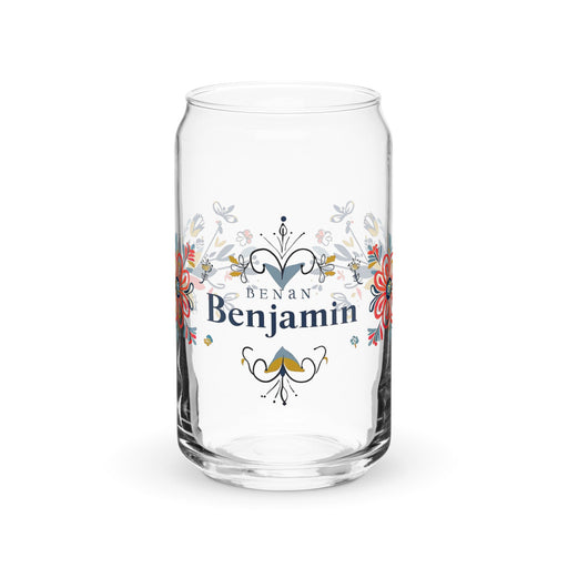 Benjamín Exclusive Name Art Piece Can - Shaped Glass Home Office Work Mexican Spanish Pride Gift Cup One - Of - A - Kind Calligraphy Glass | B18 - Mexicada