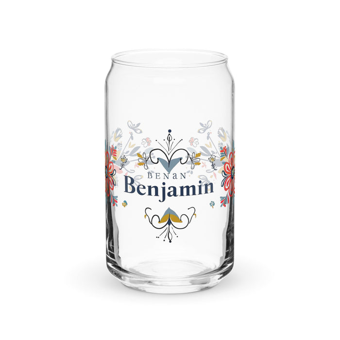 Benjamín Exclusive Name Art Piece Can - Shaped Glass Home Office Work Mexican Spanish Pride Gift Cup One - Of - A - Kind Calligraphy Glass | B18 - Mexicada