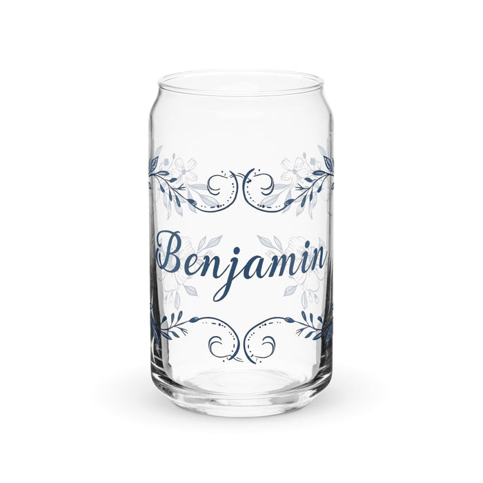 Benjamín Exclusive Name Art Piece Can-Shaped Glass Home Office Work Mexican Spanish Pride Gift Cup One-Of-A-Kind Calligraphy Glass | B18 Mexicada 16 oz