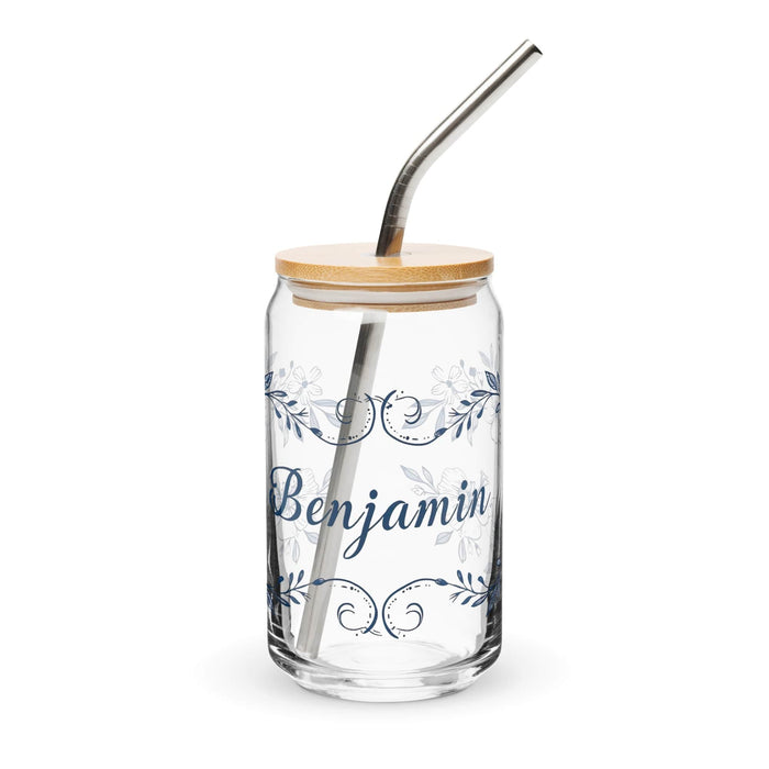 Benjamín Exclusive Name Art Piece Can-Shaped Glass Home Office Work Mexican Spanish Pride Gift Cup One-Of-A-Kind Calligraphy Glass | B18 Mexicada 16 oz With Lid & Straw