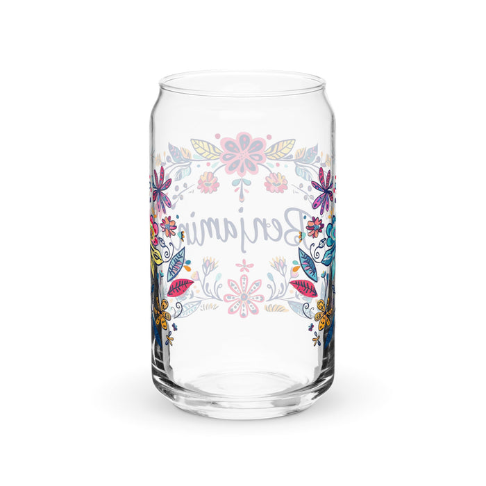 Benjamín Exclusive Name Art Piece Can - Shaped Glass Home Office Work Mexican Spanish Pride Gift Cup One - Of - A - Kind Calligraphy Glass | B19 - Mexicada