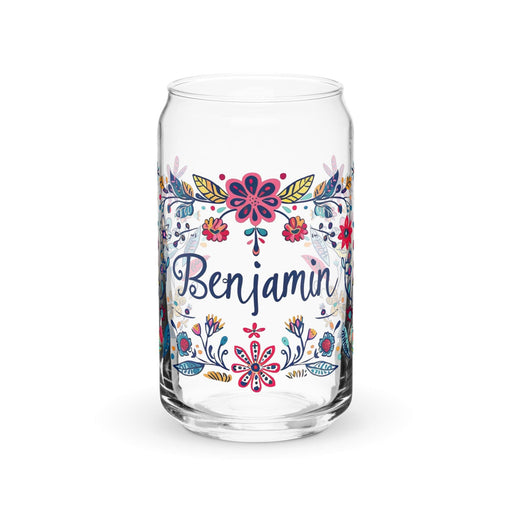 Benjamín Exclusive Name Art Piece Can-Shaped Glass Home Office Work Mexican Spanish Pride Gift Cup One-Of-A-Kind Calligraphy Glass | B19 Mexicada 16 oz (No Lid No Straw)