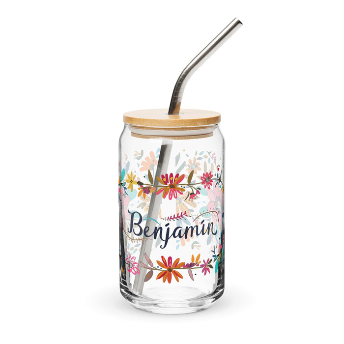 Benjamín Exclusive Name Art Piece Can - Shaped Glass Home Office Work Mexican Spanish Pride Gift Cup One - Of - A - Kind Calligraphy Glass | B20 - Mexicada