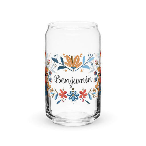 Benjamín Exclusive Name Art Piece Can-Shaped Glass Home Office Work Mexican Spanish Pride Gift Cup One-Of-A-Kind Calligraphy Glass | B22 Mexicada 16 oz (No Lid No Straw)