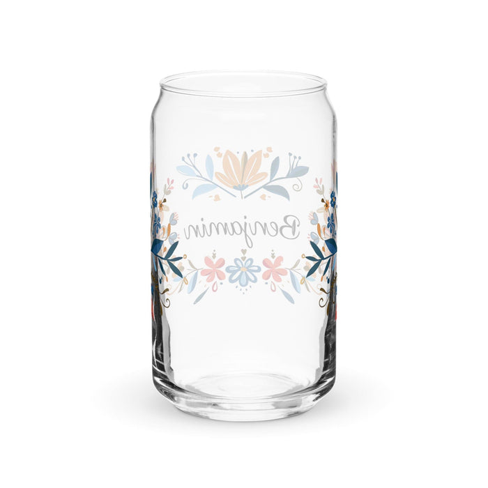 Benjamín Exclusive Name Art Piece Can-Shaped Glass Home Office Work Mexican Spanish Pride Gift Cup One-Of-A-Kind Calligraphy Glass | B22 Mexicada