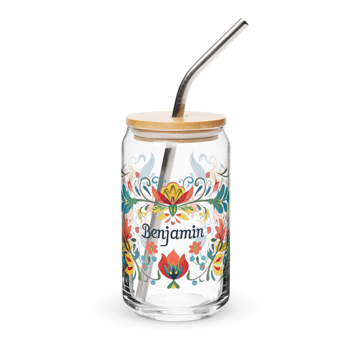 Benjamín Exclusive Name Art Piece Can-Shaped Glass Home Office Work Mexican Spanish Pride Gift Cup One-Of-A-Kind Calligraphy Glass | B41 Mexicada 16 oz With Lid & Straw