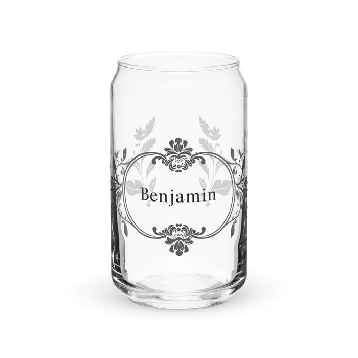 Benjamín Exclusive Name Art Piece Can-Shaped Glass Home Office Work Mexican Spanish Pride Gift Cup One-Of-A-Kind Calligraphy Glass | B42 Mexicada 16 oz