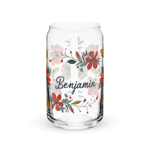 Benjamín Exclusive Name Art Piece Can-Shaped Glass Home Office Work Mexican Spanish Pride Gift Cup One-Of-A-Kind Calligraphy Glass | B45 Mexicada 16 oz