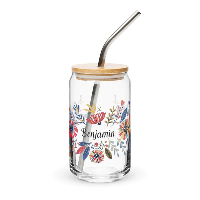 Benjamín Exclusive Name Art Piece Can-Shaped Glass Home Office Work Mexican Spanish Pride Gift Cup One-Of-A-Kind Calligraphy Glass | B48 Mexicada 16 oz With Lid & Straw