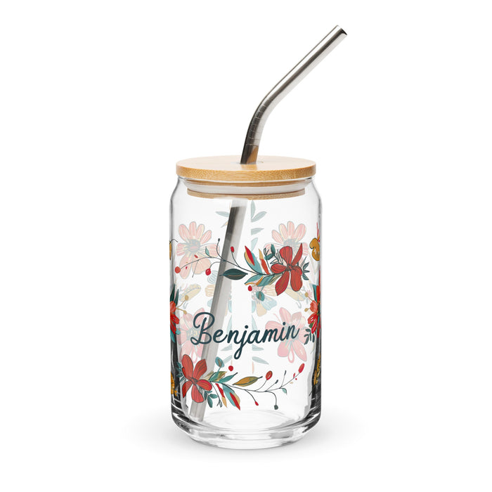 Benjamín Exclusive Name Art Piece Can - Shaped Glass Home Office Work Mexican Spanish Pride Gift Cup One - Of - A - Kind Calligraphy Glass | B5 - Mexicada