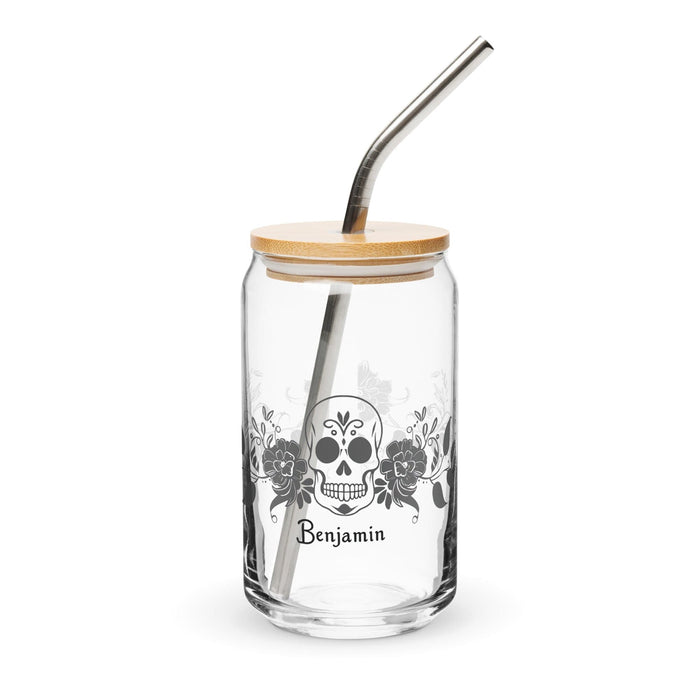 Benjamín Exclusive Name Art Piece Can-Shaped Glass Home Office Work Mexican Spanish Pride Gift Cup One-Of-A-Kind Calligraphy Glass | B51 Mexicada 16 oz With Lid & Straw