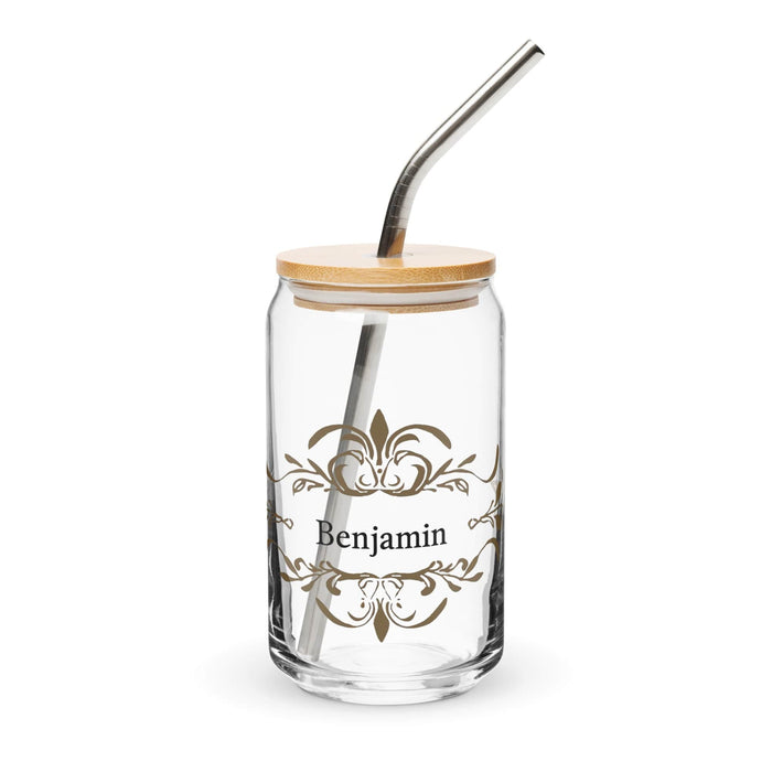 Benjamín Exclusive Name Art Piece Can-Shaped Glass Home Office Work Mexican Spanish Pride Gift Cup One-Of-A-Kind Calligraphy Glass | B52 Mexicada 16 oz With Lid & Straw