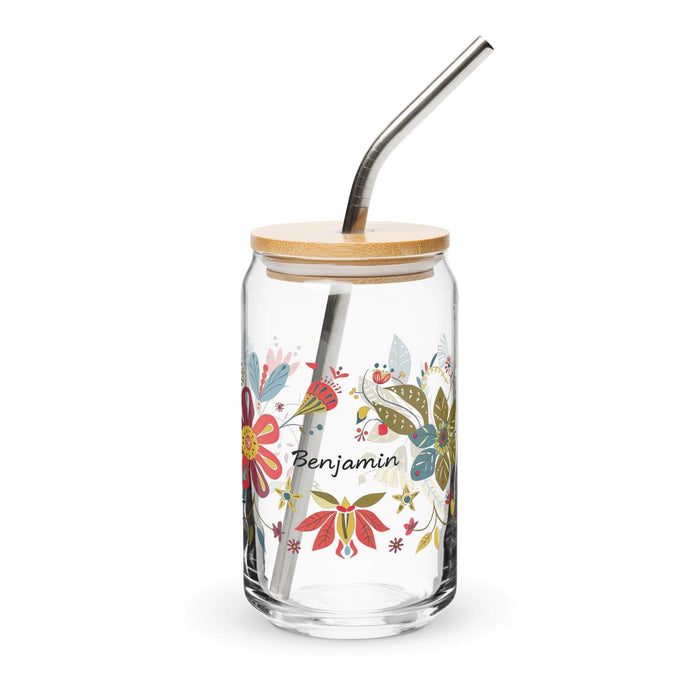 Benjamín Exclusive Name Art Piece Can-Shaped Glass Home Office Work Mexican Spanish Pride Gift Cup One-Of-A-Kind Calligraphy Glass | B56 Mexicada 16 oz With Lid & Straw