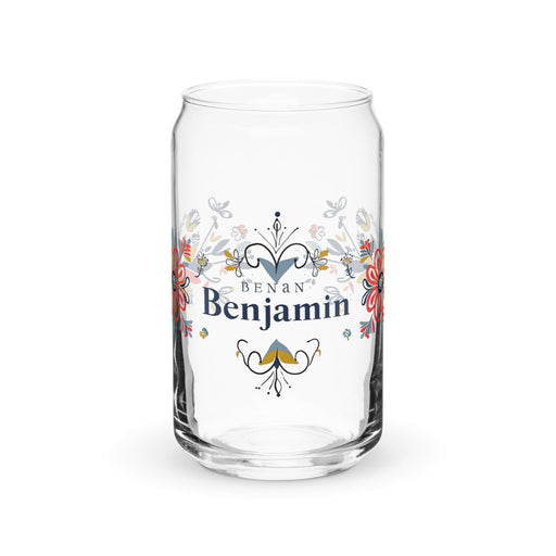 Benjamín Exclusive Name Art Piece Can-Shaped Glass Home Office Work Mexican Spanish Pride Gift Cup One-Of-A-Kind Calligraphy Glass | B58 Mexicada 16 oz