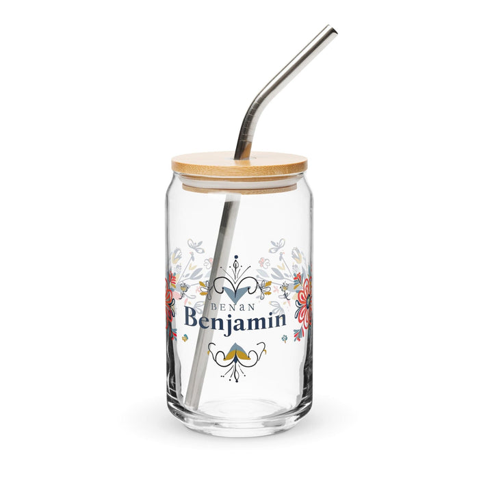 Benjamín Exclusive Name Art Piece Can-Shaped Glass Home Office Work Mexican Spanish Pride Gift Cup One-Of-A-Kind Calligraphy Glass | B58 Mexicada 16 oz With Lid & Straw