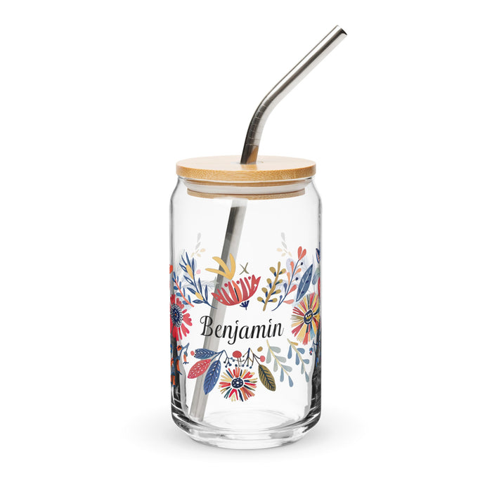 Benjamín Exclusive Name Art Piece Can - Shaped Glass Home Office Work Mexican Spanish Pride Gift Cup One - Of - A - Kind Calligraphy Glass | B8 - Mexicada