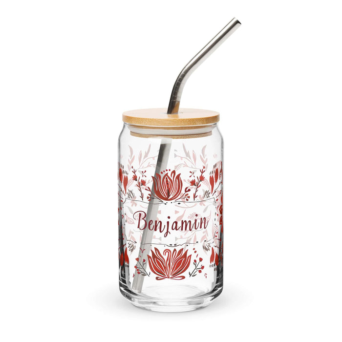 Benjamín Exclusive Name Art Piece Can-Shaped Glass Home Office Work Mexican Spanish Pride Gift Cup One-Of-A-Kind Calligraphy Glass | B9 Mexicada 16 oz With Lid & Straw