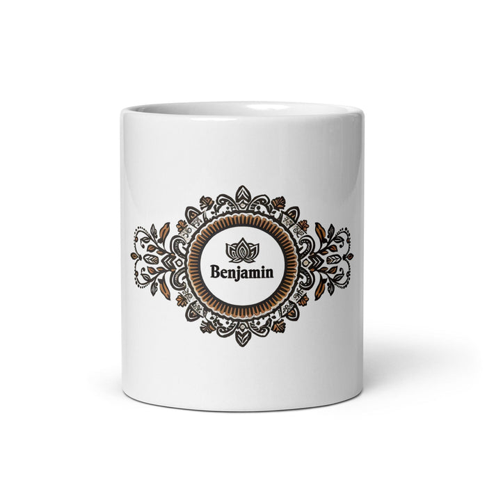 Benjamín Exclusive Name Art Piece Home Office Work Coffee Mug Mexican Spanish Pride Gift Cup One-Of-A-Kind Calligraphy White Glossy Mug | B1 Mexicada