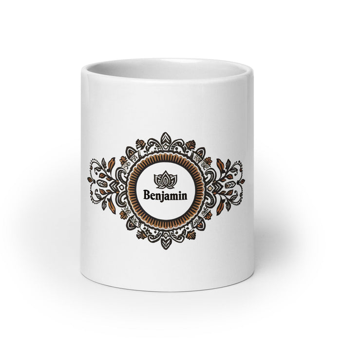 Benjamín Exclusive Name Art Piece Home Office Work Coffee Mug Mexican Spanish Pride Gift Cup One-Of-A-Kind Calligraphy White Glossy Mug | B1 Mexicada