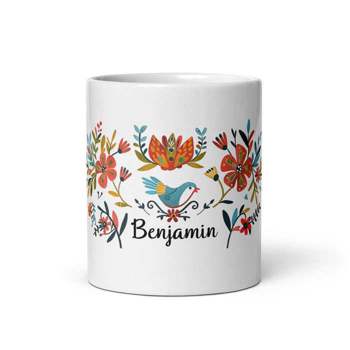 Benjamín Exclusive Name Art Piece Home Office Work Coffee Mug Mexican Spanish Pride Gift Cup One-Of-A-Kind Calligraphy White Glossy Mug | B10 Mexicada