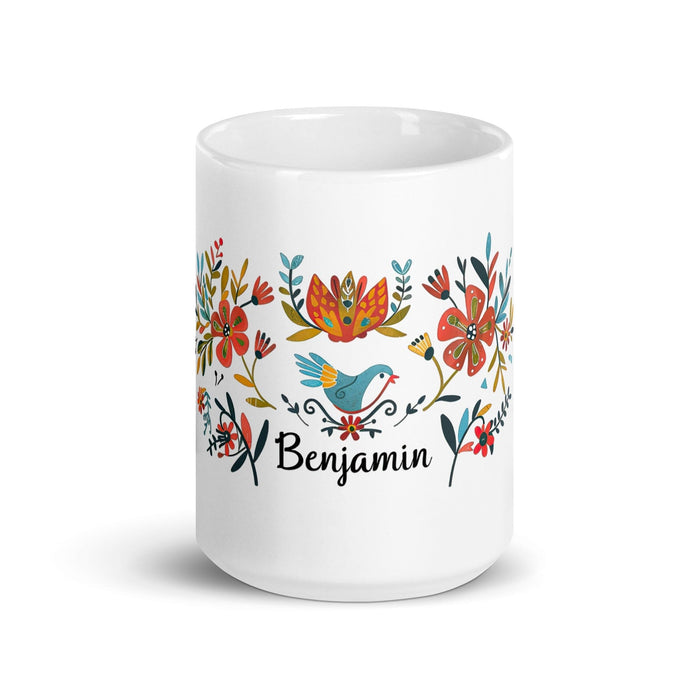 Benjamín Exclusive Name Art Piece Home Office Work Coffee Mug Mexican Spanish Pride Gift Cup One-Of-A-Kind Calligraphy White Glossy Mug | B10 Mexicada