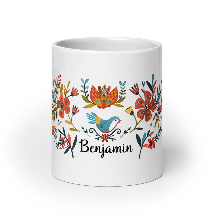 Benjamín Exclusive Name Art Piece Home Office Work Coffee Mug Mexican Spanish Pride Gift Cup One-Of-A-Kind Calligraphy White Glossy Mug | B10 Mexicada