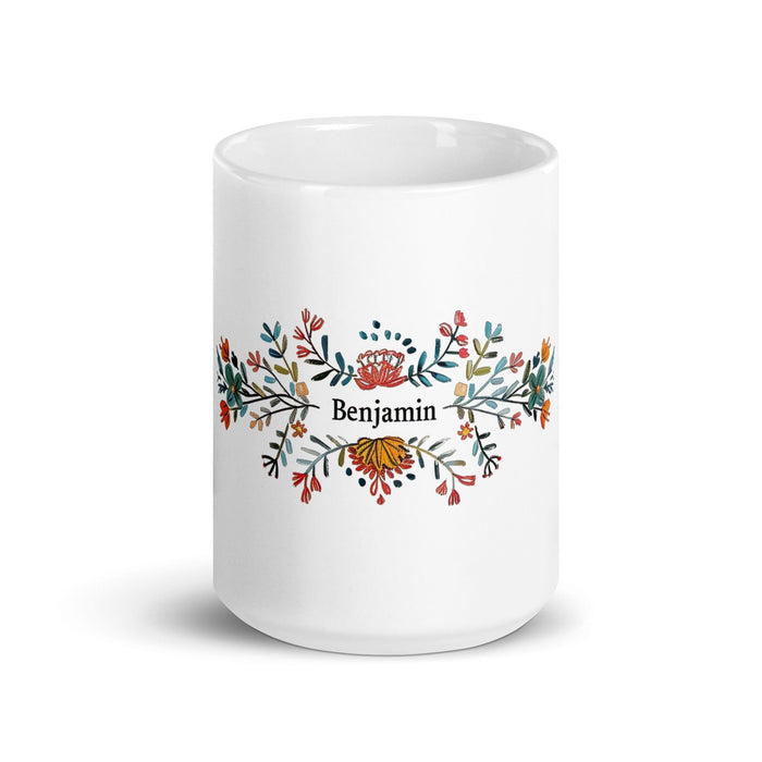 Benjamín Exclusive Name Art Piece Home Office Work Coffee Mug Mexican Spanish Pride Gift Cup One-Of-A-Kind Calligraphy White Glossy Mug | B11 Mexicada