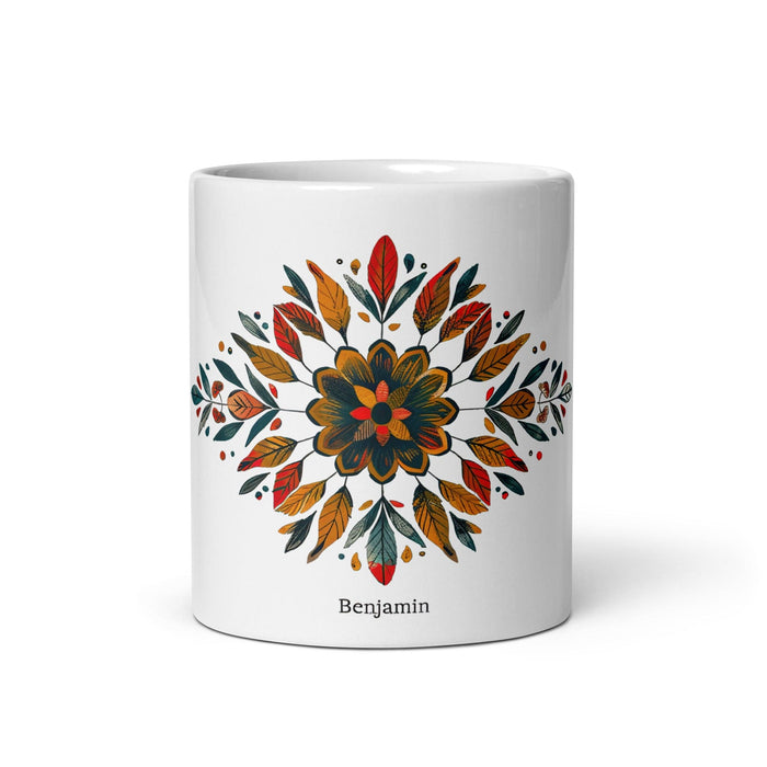 Benjamín Exclusive Name Art Piece Home Office Work Coffee Mug Mexican Spanish Pride Gift Cup One-Of-A-Kind Calligraphy White Glossy Mug | B12 Mexicada