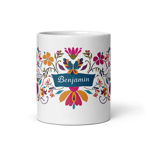 Benjamín Exclusive Name Art Piece Home Office Work Coffee Mug Mexican Spanish Pride Gift Cup One-Of-A-Kind Calligraphy White Glossy Mug | B15 Mexicada