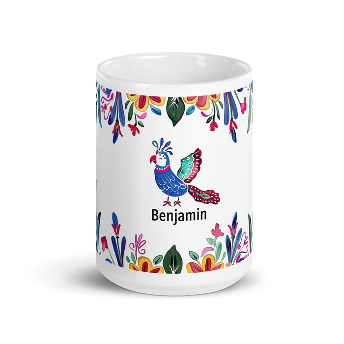 Benjamín Exclusive Name Art Piece Home Office Work Coffee Mug Mexican Spanish Pride Gift Cup One-Of-A-Kind Calligraphy White Glossy Mug | B16 Mexicada