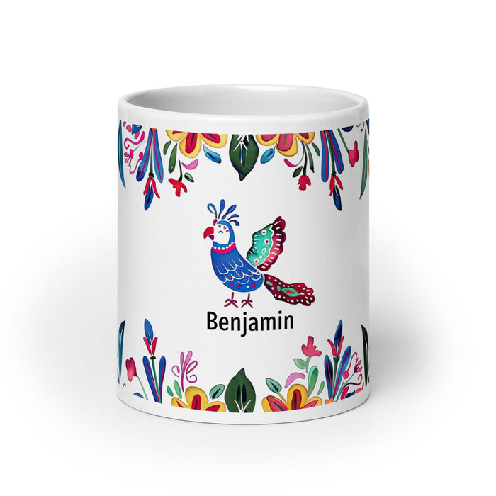 Benjamín Exclusive Name Art Piece Home Office Work Coffee Mug Mexican Spanish Pride Gift Cup One-Of-A-Kind Calligraphy White Glossy Mug | B16 Mexicada