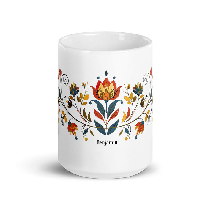 Benjamín Exclusive Name Art Piece Home Office Work Coffee Mug Mexican Spanish Pride Gift Cup One-Of-A-Kind Calligraphy White Glossy Mug | B17 Mexicada