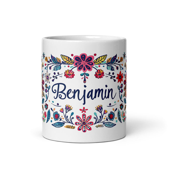 Benjamín Exclusive Name Art Piece Home Office Work Coffee Mug Mexican Spanish Pride Gift Cup One-Of-A-Kind Calligraphy White Glossy Mug | B19 Mexicada